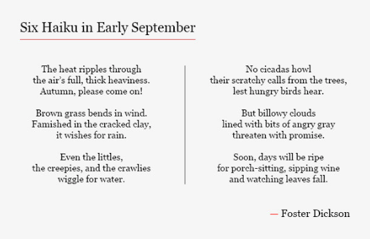 Six Haiku Foster Dickson